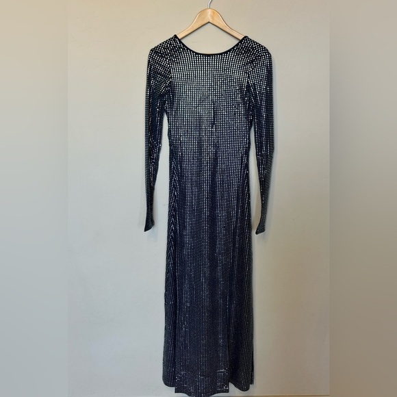 We Wore What Women's 2 Backless Evening Gown Crystal Spandex Maxi Dress Black - Picture 8 of 16